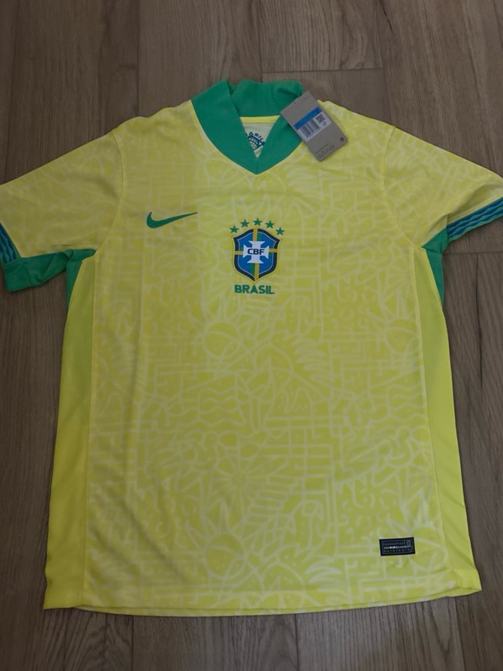 Nike Kids Brazil Soccer Jersey - Yellow with Green Accents